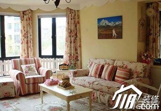 田园风格三居室温馨富裕型130平米客厅沙发图片