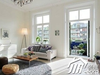 北欧风格白色90平米客厅沙发效果图