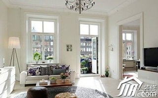 北欧风格白色90平米客厅沙发图片