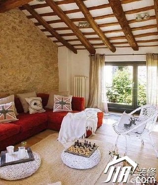 欧式风格跃层红色5-10万100平米客厅沙发效果图