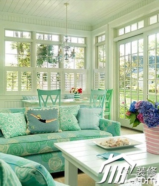 地中海风格别墅绿色客厅沙发效果图