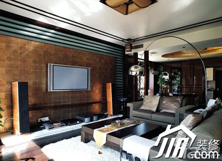 中式风格,110平米装修,复式装修,15-20万装修,客厅,沙发,茶几,电视柜,电视背景墙