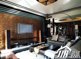 中式风格复式15-20万110平米客厅电视背景墙沙发效果图