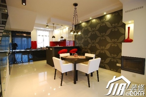 公寓装修,120平米装修,富裕型装修,混搭风格,餐厅,餐桌,灯具,背景墙
