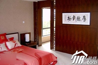 中式风格别墅140平米以上卧室床效果图