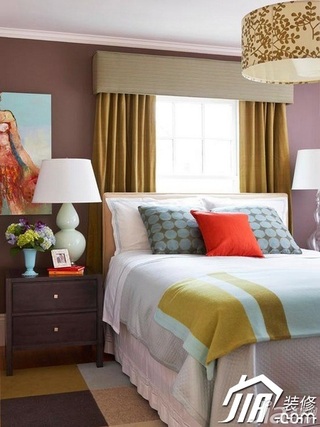 混搭风格公寓简洁富裕型120平米卧室床效果图