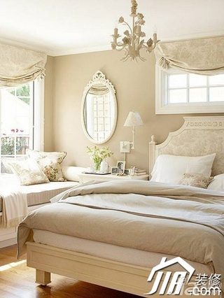 混搭风格公寓简洁白色富裕型110平米卧室床图片