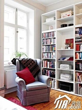 混搭风格公寓富裕型120平米书房书架效果图