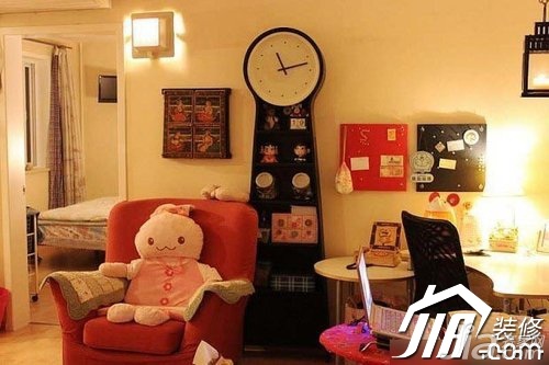 60平米装修,混搭风格,3万-5万装修,工作区,沙发,书桌,灯具,背景墙