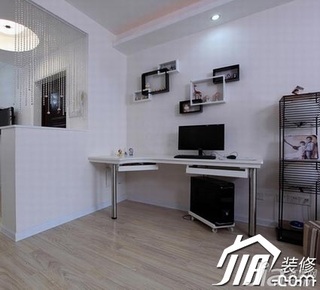 简约风格公寓5-10万80平米书房背景墙书桌效果图