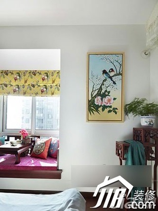 中式风格二居室3万-5万卧室飘窗装修图片