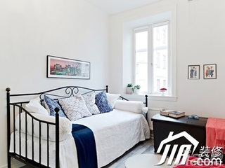 欧式风格公寓简洁白色富裕型100平米卧室床效果图