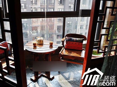 中式风格,二居室装修,3万-5万装修,阳台