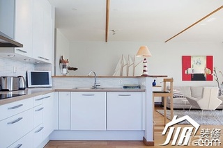 地中海风格别墅简洁白色富裕型厨房橱柜效果图
