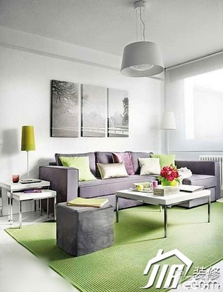 简约风格小户型小清新3万-5万60平米客厅沙发背景墙沙发效果图