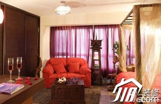东南亚风格小户型富裕型40平米卧室床图片