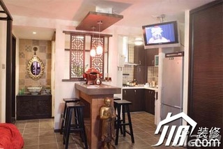 东南亚风格小户型舒适富裕型40平米厨房吧台橱柜定做
