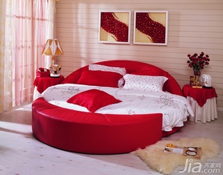 浪漫红色富裕型卧室卧室背景墙床效果图