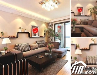 混搭风格公寓大气经济型客厅沙发背景墙沙发效果图