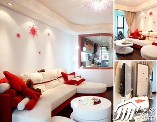 混搭风格公寓浪漫经济型客厅沙发背景墙沙发效果图