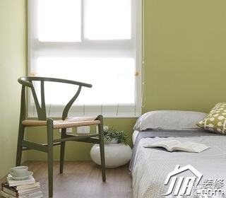 简约风格二居室小清新绿色3万-5万90平米卧室床图片