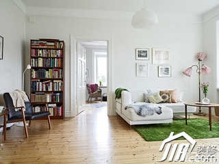 简约风格公寓经济型60平米客厅照片墙书架图片