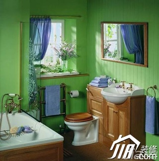 混搭风格小清新绿色富裕型卫生间洗手台图片