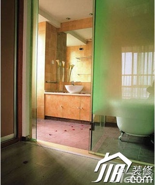 混搭风格小清新绿色富裕型卫生间洗手台效果图
