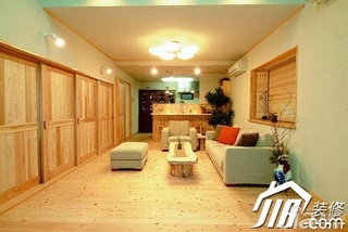日式风格别墅原木色豪华型客厅沙发图片