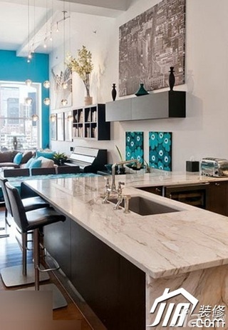 简约风格公寓舒适经济型90平米厨房吧台吧台椅图片