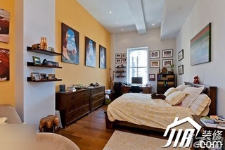 简约风格公寓舒适经济型90平米卧室背景墙床图片