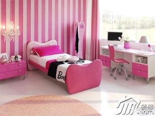 混搭风格粉色富裕型卧室壁纸效果图