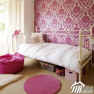 混搭风格粉色富裕型卧室壁纸图片