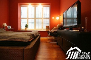 混搭风格公寓红色经济型100平米卧室飘窗电视柜图片