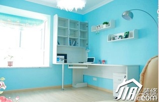 混搭风格复式蓝色富裕型130平米书房书桌效果图