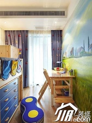 简约风格富裕型140平米以上儿童房背景墙书桌图片