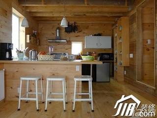 田园风格别墅舒适原木色富裕型厨房吧台橱柜安装图