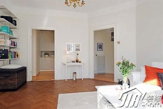 简约风格二居室白色经济型80平米客厅书架效果图