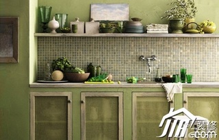 混搭风格公寓小清新绿色富裕型100平米厨房橱柜设计图