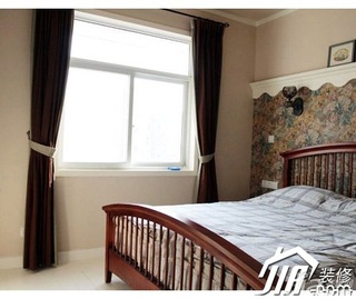 中式风格3万-5万60平米卧室窗帘效果图