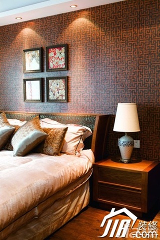 中式风格富裕型卧室照片墙壁纸图片