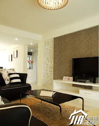 简约风格公寓简洁富裕型90平米客厅电视背景墙沙发效果图