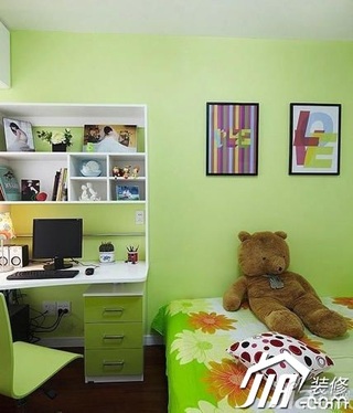 二居室绿色5-10万90平米儿童房书桌图片