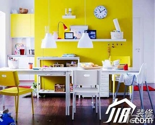 混搭风格公寓时尚黄色富裕型100平米餐厅餐桌图片