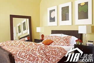 混搭风格公寓舒适富裕型100平米卧室卧室背景墙床效果图