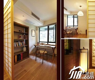 日式风格公寓富裕型100平米书房书架图片