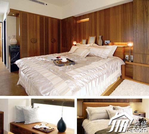 100平米装修,富裕型装修,日式风格,公寓装修,床,卧室背景墙,卧室