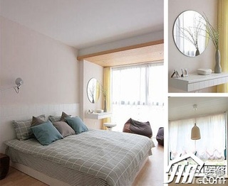 日式风格公寓富裕型100平米卧室床效果图