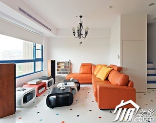 三居室简洁橙色5-10万客厅沙发效果图