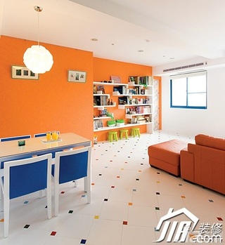 三居室橙色5-10万客厅背景墙沙发效果图